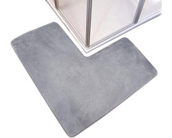 L-vormige badmat - Douchemat - Badmat - Vloermat - Antislipmat - Hoekbadmat - Hoek douchematten - Antislip voetmat - Deurmat - Schoonloopmat - voor thuis, deur, wastafel, vloer, toilet, keuken, binnen en buiten - 80*80 cm - grijs