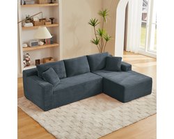 L-vormige Bank Hoekbank Modulaire Sectionele Zitbanken 3-zits Modulaire Bank Memory Foam Sectionele Banken voor Woonkamer, Cloudbank met Extra Grote Chaise, Donkergrijs
