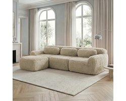 L Vormige Bank - Modulaire Hoekbank 3 Zits - Frameloze Lounge Sofa Met Diepe Zit En Zachte Bekleding - Cloud Bank Met Hoge Veerkracht Schuim - Zonder Montage - Moderne Bank Voor Woonkamer En Slaapkamer - Beige