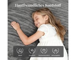 L-vormige Cloud Bank 5-Zits 165 x 340 x 65 cm – Modulaire Hoekbank zonder Montage – Corduroy Schuim Sofa met Antislip Basis en Sierkussens – Grijs – Laura