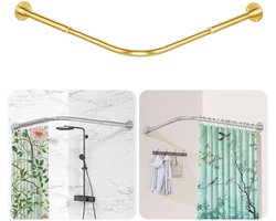 L-Vormige Douchegordijnstang - Verstelbare Douchestang Van Roestvrij Staal - Voor Badkuip/Badkamer - Boren Vereist - Goud: 68-98 cm x 68-98 cm