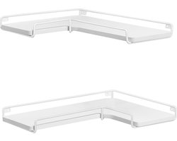 L-vormige hoekplank set van 2 - Wit - Wandplanken - Ruimtebesparend - 40 cm x 29 cm x 14 cm