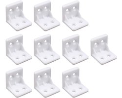 L-vormige hoekverbinding, plastic, wit, meubelhoek, 90 graden, versterkte verbinding, L-klem voor het bevestigen en repareren van meubels en hout (set van 20)-Stijl 1