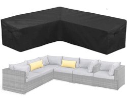 L-vormige tuinbank meubelhoes - (286*222*82cm) - 420D Oxford stof - Waterdicht en stofdicht - Tuinmeubelhoes - Tuinhoekbankbeschermer - Met opbergtas - Zwart