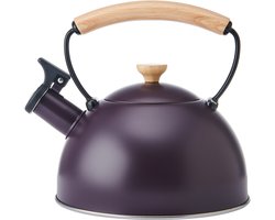 La Cafetière - Fluitketel - RVS - Houten Handgreep - Paars - 1.6L