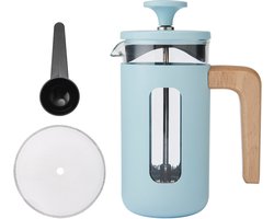 La Cafetière - Pisa Cafetière - Borosilicaatglas - RVS - Houten Handvat - Hemelsblauw - 3 Kops - 350ml