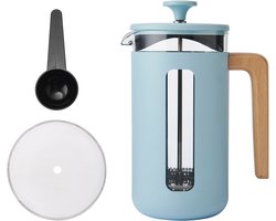 La Cafetière - Pisa Cafetière - Borosilicaatglas - RVS - Houten Handvat - Hemelsblauw - 8 Kops - 1L