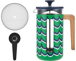 La Cafetière - Pisa Cafetière - RVS - Houten Handvat - Cyan Tides - 8 Kops - 1L