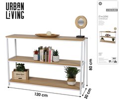 "LA CASA BLANCA" BOEKENKAST MET 3 NIVEAUS 120X30XH80CM
