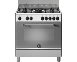 La Germania AM85C61DXT Fornuis 80 cm. 5-pits gas met wok. RVS