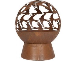 La Hacienda Swallows Globe Roest Vuurkorf - L 50 x B 50 x H 61 cm - Staal - (Roest)bruin