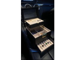 La Rose Sieradendoos – Juwelendoos – Sieradenbox – Sieraden Organizer – Luxe Reissieradenhouder – Grote Opbergdoos met Spiegel & Vakken – Kerstcadeau voor Vrouwen & Meisjes