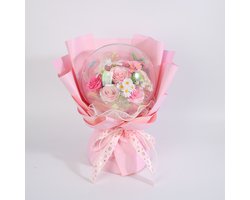 La Roselle Amsterdam Bubble Kunstbloemen Boeket – Geurende Rozen in Transparante Bubble Licht roze