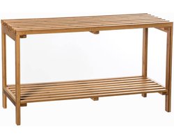 Laag Rek met 2 Vakken van Bamboe - Mix en Modulair Ontwerp
