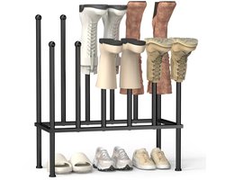Laarzenrek - Staande Laarzenrek schoenenrekken - Laarzen rek Laarzenstandaard metaal - geschikt voor 6 paar - Zwart