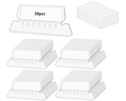 Label - 50 Stuks - Labelhouders voor Hangmap - PVC - met 50 Inzetstukken - Hangmappen Labels - Etiketten voor Hangmappen - Geschikt voor studieruimtes, scholen en kantoren - 30x77 mm - Transparant