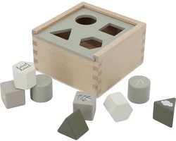 Label Label Houten Vormenstoof - Olijfgroen - Sorteerbox met Vormen en Kleuren - Stimuleert Fijne Motoriek en Vormherkenning - Vanaf 18 Maanden