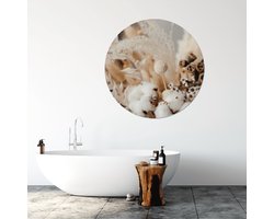 Label2X - Muurcirkel cotton flower - Ø 12 cm - Dibond - Multicolor - Wandcirkel - Rond Schilderij - Muurdecoratie Cirkel - Wandecoratie rond - Decoratie voor woonkamer of slaapkamer