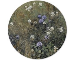 Label2X - Muurcirkel klaverbloemen Jac van Looij, ca. 1897 - Ø 12 cm - Forex - Multicolor - Wandcirkel - Rond Schilderij - Muurdecoratie Cirkel - Wandecoratie rond - Decoratie voor woonkamer of slaapkamer