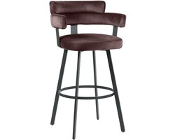 LABEL51 Bardio Barkruk - BRUIN - Velvet - Hoog - Kruk - - Met Armleuning