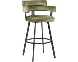 LABEL51 Bardio Barkruk - Groen - Velvet - Zithoogte 75 - Kruk - - Met Armleuning