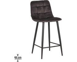 LABEL51 Barstoel Jelt Antraciet Velours - Set van 2