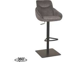 LABEL51 Beauty Barkruk - Grijs - Velvet - Gaslift - Kruk -