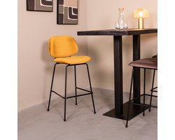 LABEL51 Bello Barkruk - Geel - Velvet - Hoog - Kruk -