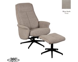 LABEL51 Bergen Fauteuil - Bruin - KunstLeer - Incl. Hocker - - - Met Armleuning