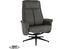 LABEL51 Bergen Fauteuil - Grijs - Velvet - Excl. Hocker - - - Met Armleuning