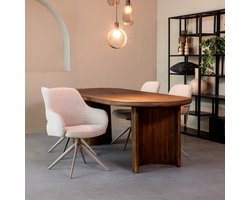 LABEL51 Bern Eetkamerstoel - Naturel - Stof - Taupe Metalen Frame - Stoel - Normale eetkamerstoel - Met Armleuning