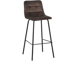 LABEL51 Bistro Barkruk - Bruin - Velvet - Zithoogte 78 - Kruk -