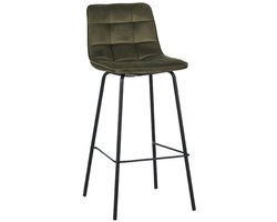 LABEL51 Bistro Barkruk - Groen - Velvet - Zithoogte 78 - Kruk -