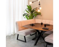 LABEL51 Blake Eetkamertafel - BRUIN - Stof - 140x140 cm