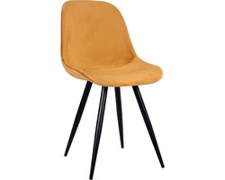 LABEL51 Capri Eetkamerstoel - Geel - Velvet - Zwart Metalen Frame - Stoel - Kuipstoel