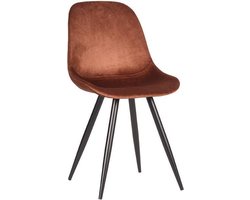 LABEL51 Capri Eetkamerstoel - Oranje - Velvet - Zwart Metaal - Stoel - Kuipstoel