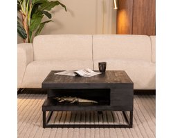 LABEL51 Cube Salontafel - Zwart - Hout - 80 cm