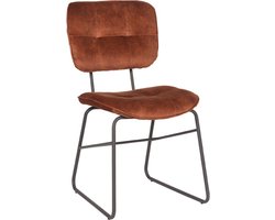 LABEL51 Dez Eetkamerstoel - ORANJE - Velvet - Zwart Metalen Frame - Stoel - Normale eetkamerstoel