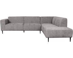 LABEL51 Eden Hoekbank - Grijs - Velvet - Rechts - - - Met Armleuning