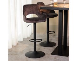 LABEL51 Fer Barkruk - GRIJS - Stof - Gaslift - Kruk - - Draaibaar - Met Armleuning