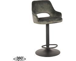 LABEL51 Fer Barkruk - Groen - Velvet - Zithoogte 64-84 - Kruk -