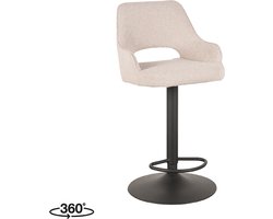 LABEL51 Fer Barkruk - Naturel - Stof - Zithoogte 64-84 - Kruk - - Draaibaar - Met Armleuning