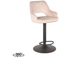 LABEL51 Fer Barkruk - NATUREL - Velvet - Gaslift - Kruk - - Met Armleuning