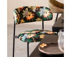 LABEL51 Ferry Eetkamerstoel - Blauw - Velvet - Zwart Metalen Frame - Stoel - Normale eetkamerstoel