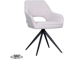 LABEL51 Finley Eetkamerstoel - Naturel - Stof - Black Frame - Stoel - Normale eetkamerstoel - Draaibaar - Met Armleuning