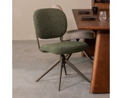 LABEL51 Geneva Eetkamerstoel - Groen - Stof - Forest Metalen Frame - Stoel - Normale eetkamerstoel
