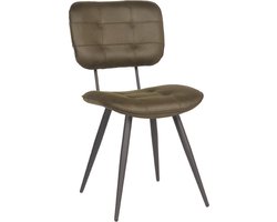 LABEL51 Gus Eetkamerstoel - Groen - KunstLeer - Zwart Metalen Frame - Stoel - Normale eetkamerstoel