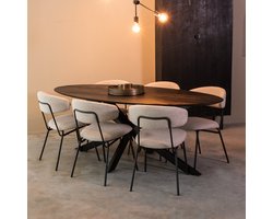 LABEL51 James Eetkamertafel - ZWART - Stof - 210 cm - Ovaal