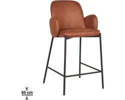LABEL51 Jari Barkruk - Bruin - KunstLeer - Laag - Kruk - - Met Armleuning