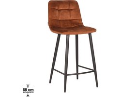 LABEL51 Jelt Barkruk - Geel - Velvet - Laag - Kruk -